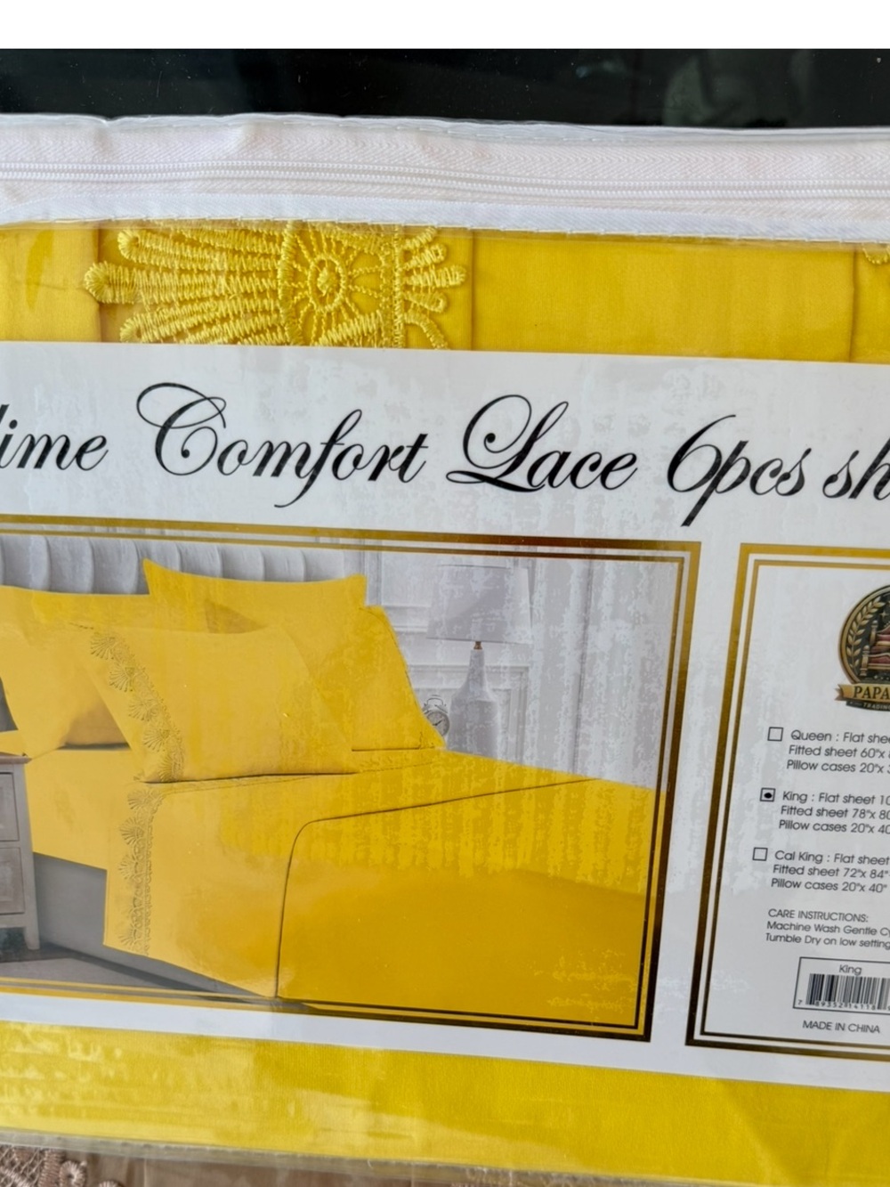 Comfort Lace 6-Piece Bedding Set in Yellow
